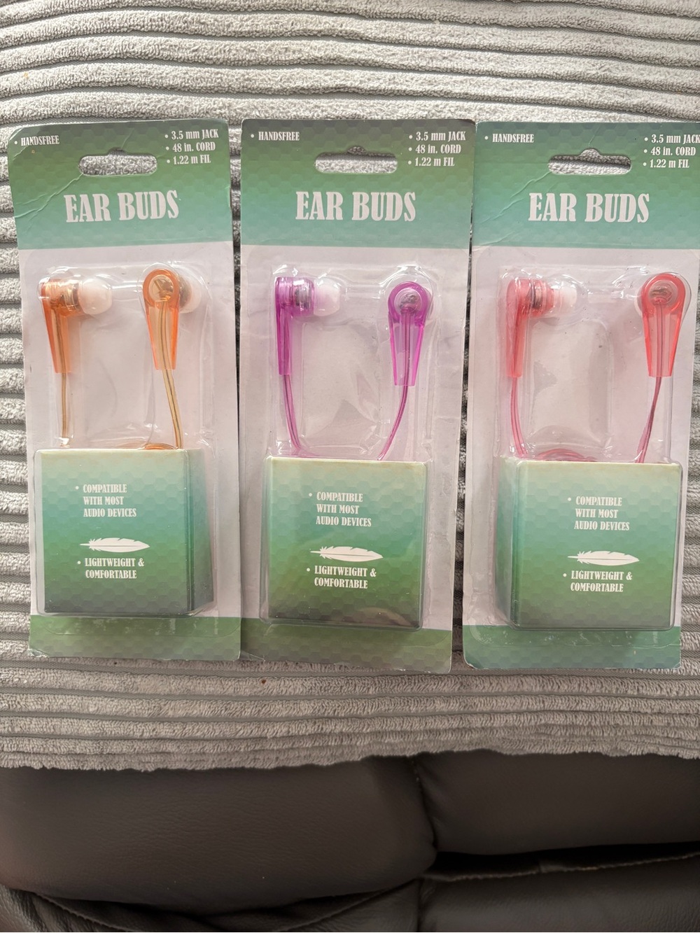 Wired In-Ear Earbuds — Orange, Purple, Pink - 3 Sets